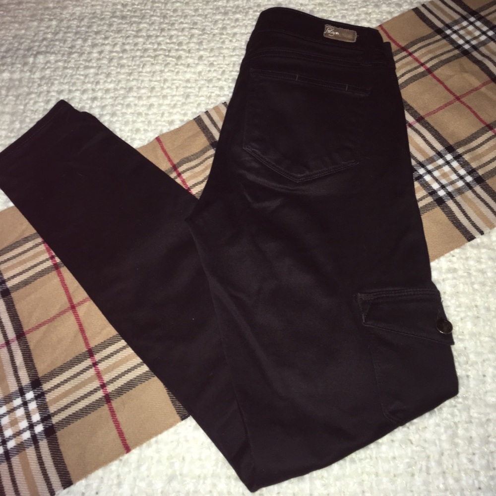 Paige Black Skinny Pants Cargo Pocket Size 28